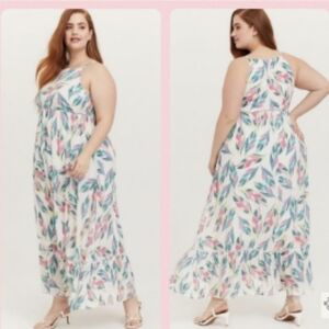 Torrid Tropical Leaf Halter Maxi Dress